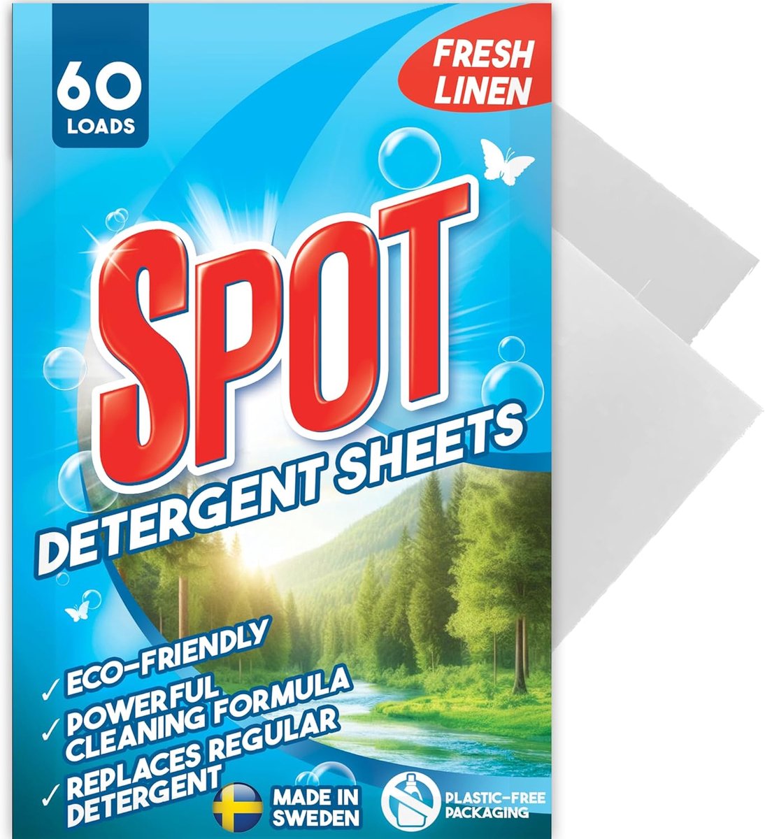 Wasmiddelblad - 30 vellen - frisse geur - ecologisch en plasticvrij - 60 wasbeurten - ShopVlot