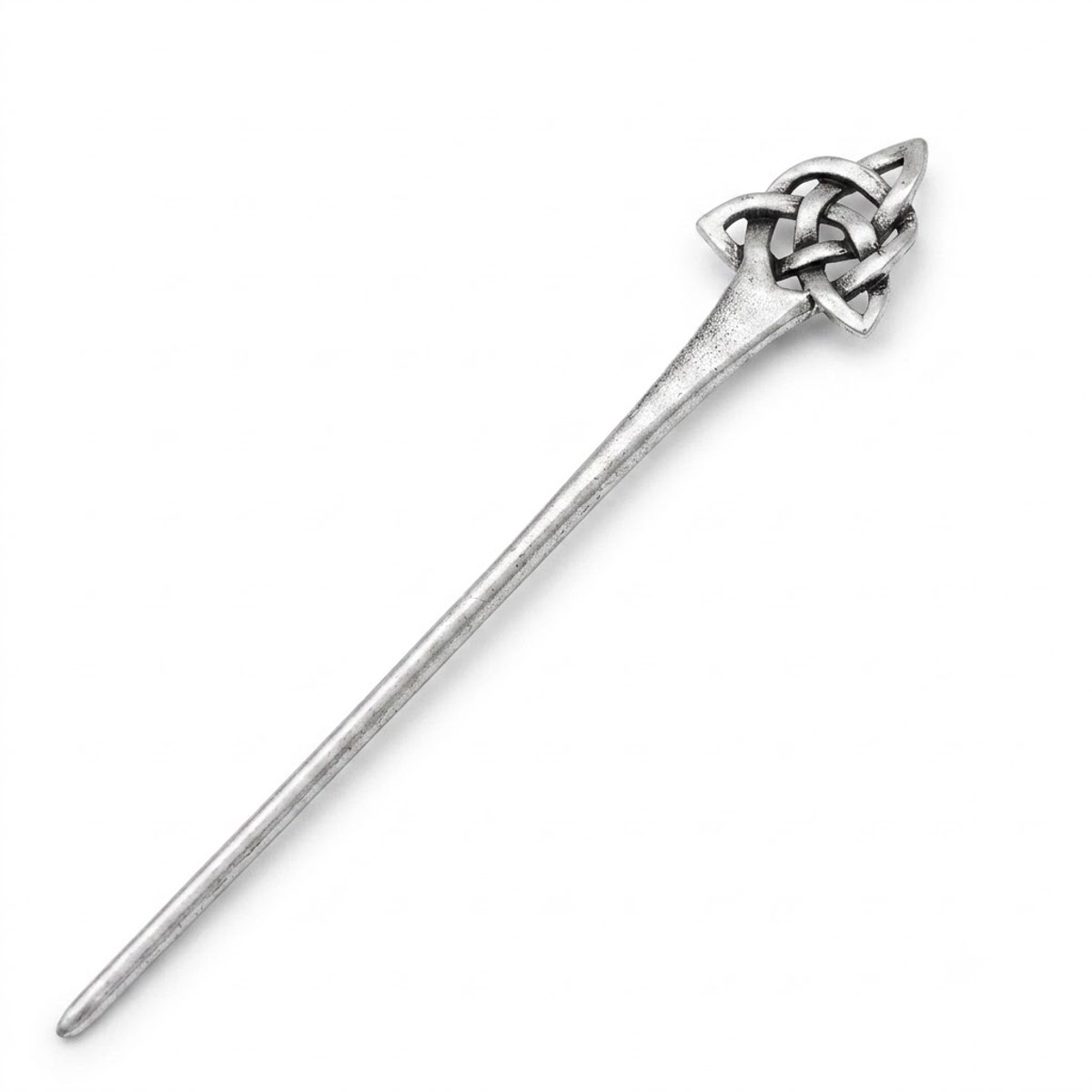 Zilverkleurige haarpin dames vintage haarpin met Keltisch knoopwerk driehoek ontwerp metalen haarspeld voor haarknot opsteek kapsel minimalistisch haar accessoire