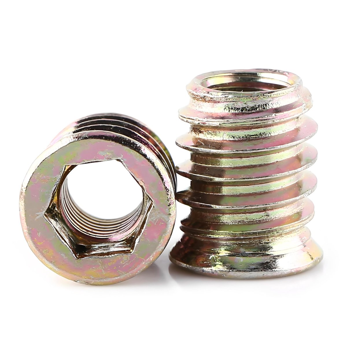 20Pcs Carbon Staal Hex Socket Inzetstuk Noten Hex Rijden Hoofd Moer met Schroefdraad Voor Houten Meubels Verzinkt koolstofstaal Materiaal(M8*17mm)