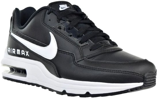 Zwarte Nike Air Max sneaker met witte swoosh op de zijkant en AIRMAX op de witte zool. De zool bevat een transparante Air unit.
