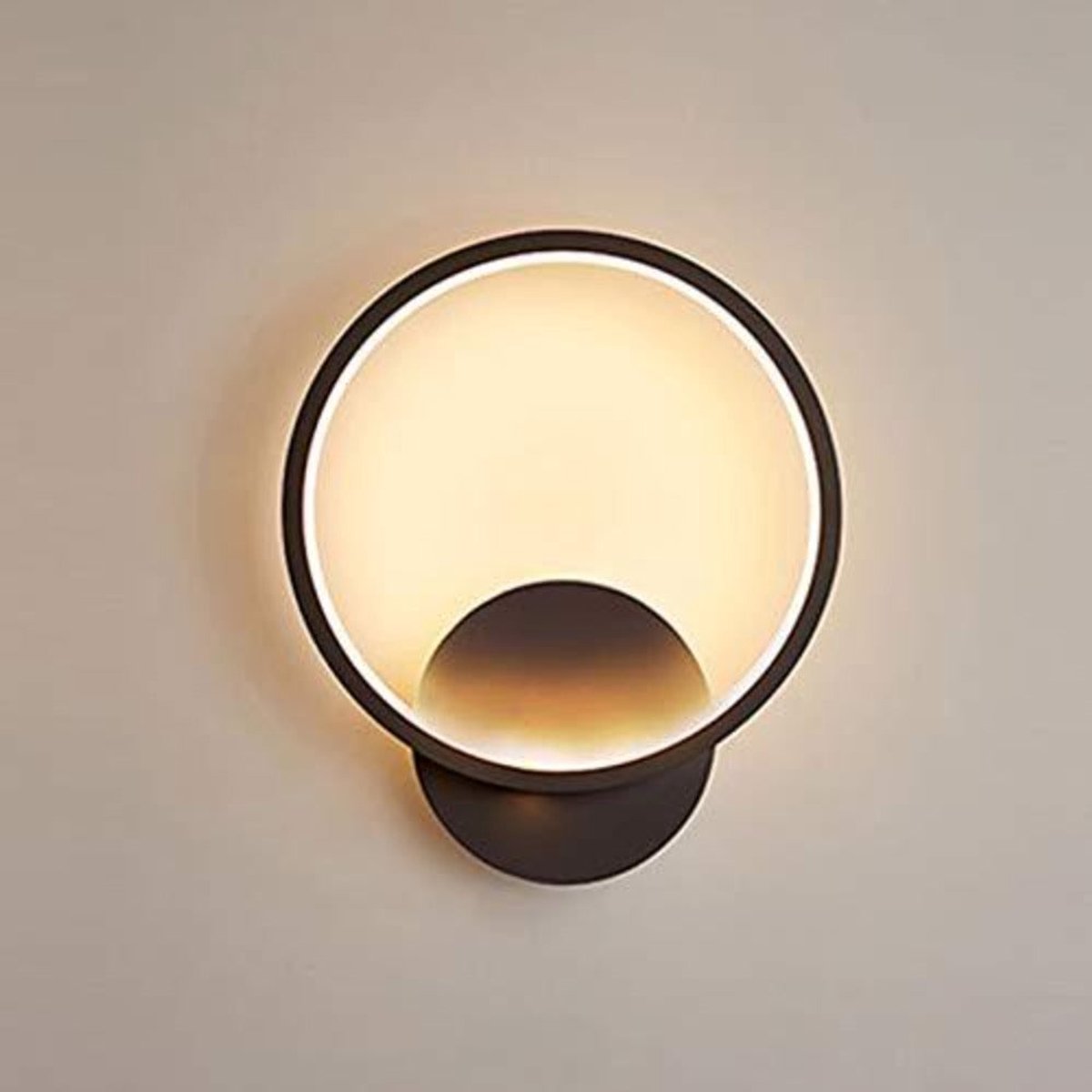 Ronde Zwarte LED Wandlamp 12W 1350LM - Modern Warm Wit Licht voor Binnen