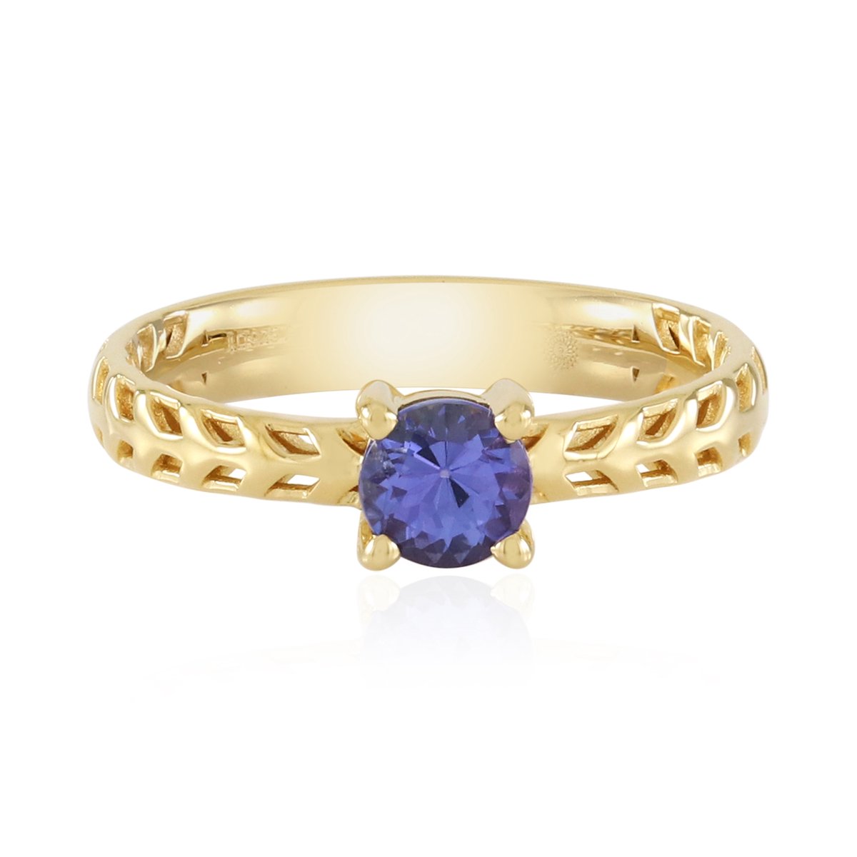 Cavill - Elegante zilveren ring met 0,495 ct ronde Tanzaniet - 925 Sterling Zilver verguld - Gevlochten band - Ring met paarse edelsteen uit Tanzania