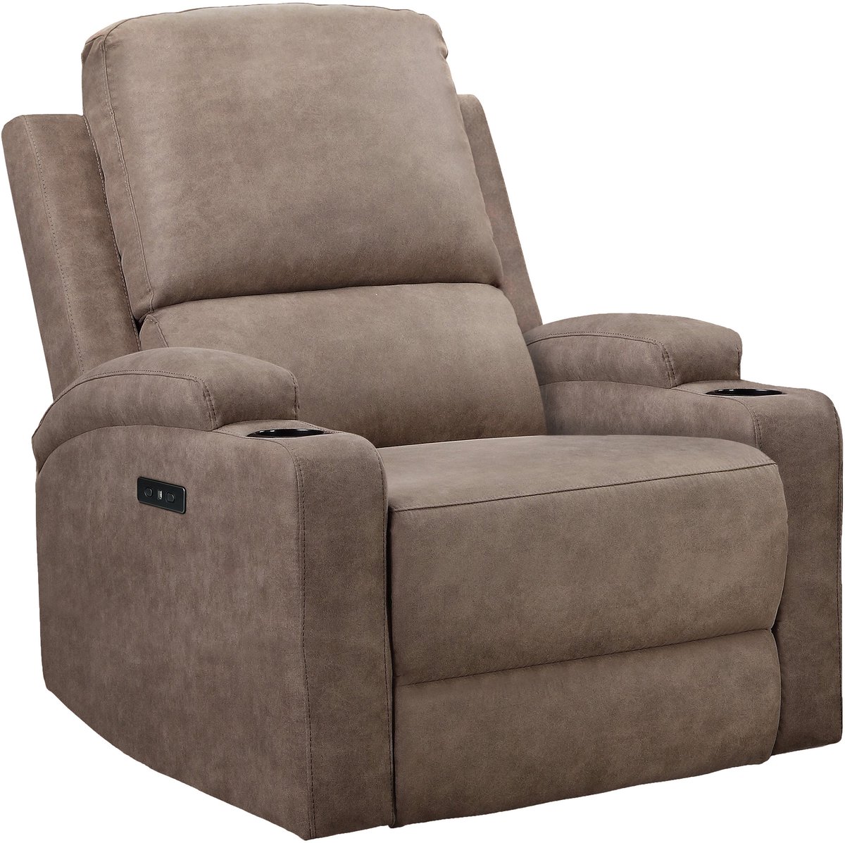 DALLAS-Relaxstoel met elektrische functie in microvezel taupe