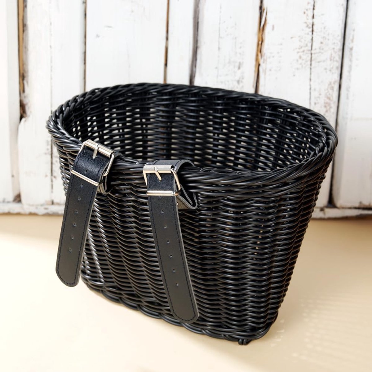 SnelShoppen - Fietmand D-vormig van Woven Plastic, Hoogwaardige Kunststof Willow, Handgemaakt, Duurzaam, Ideaal voor Fietsen, Tuin, Camping, Dagelijks