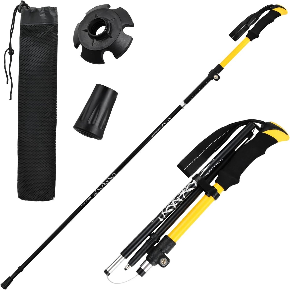 SnelShoppen - Pack van 2 Vouwbare Trekking Poles, Lichtgewicht Hiking Stokken voor Mannen en Vrouwen met Quick Lock Systeem, Ultralicht voor Camping,