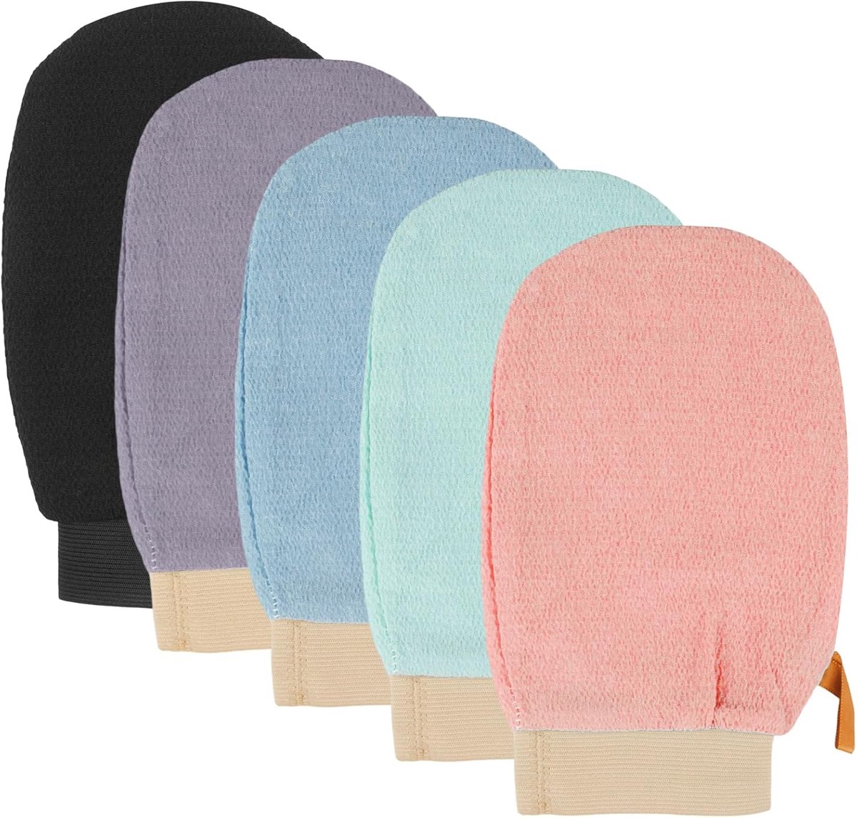 SnelShoppen - Peeling Gloves Set van 5, Exfoliërende Body Scrub Handschoenen voor Douche en Bad, Dead Skin Verwijdering, Herbruikbaar en Wasbaar, Unis