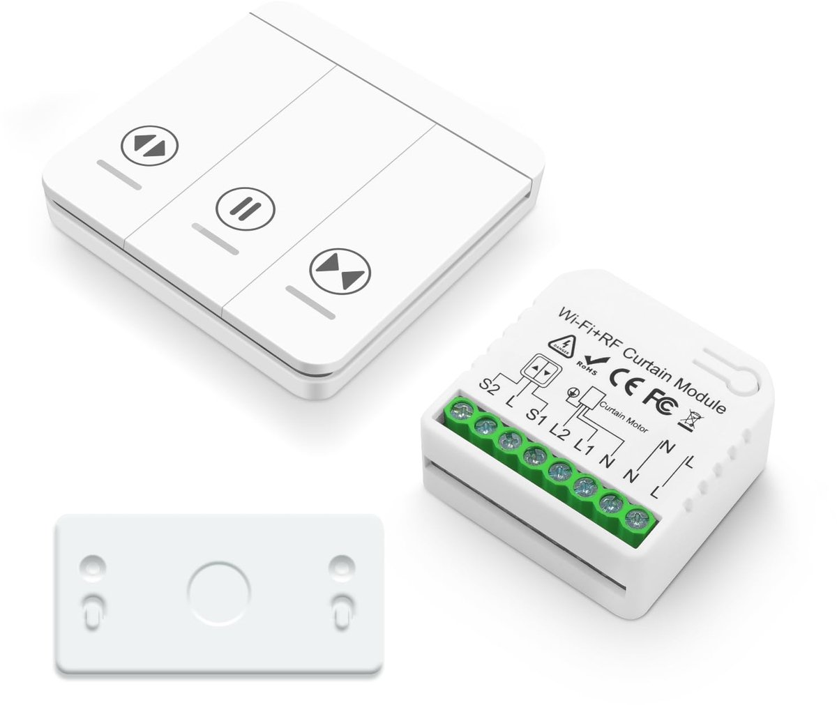 SnelShoppen - Shutter Module WiFi Schakelaar met RF 433MHz Afstandsbediening, Compatibel met Tuya, Alexa en Google Home, Timer Functie, Eenvoudige Ins