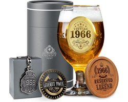 SnelShoppen - 1966 Vintage Bierglas Geschenk voor Mannen - Origineel 60 Jaar Verjaardagscadeau voor Vader, Opa of Vriend - Grappig Glas & Uniek Decora