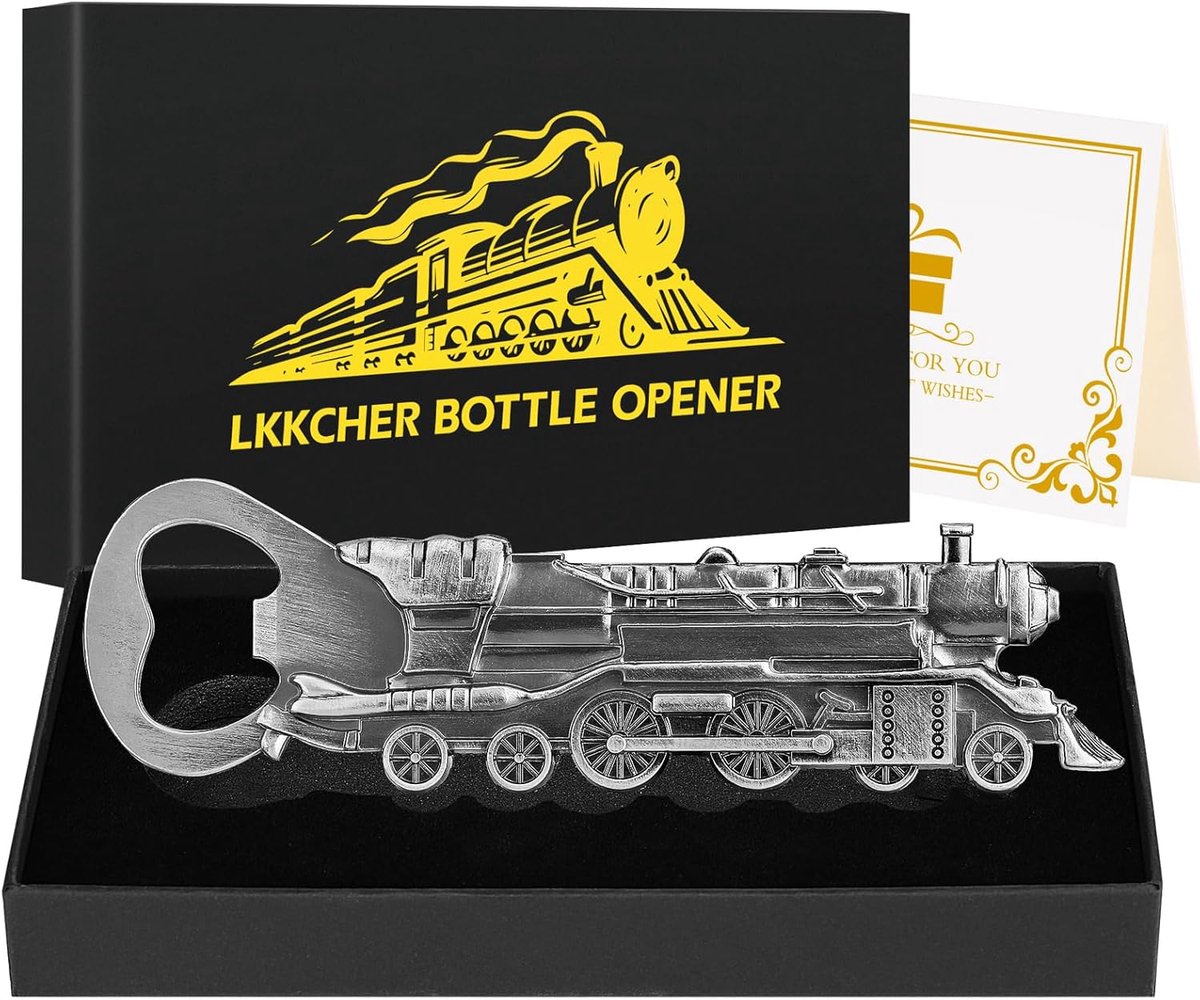 SnelShoppen - LKKCHER Stoomlocomotief Flessenopener, Cadeau voor Mannen en Vrouwen, Verjaardag en Kerst, Unieke Train Gifts, Mooi Geschenk in Luxe Doo