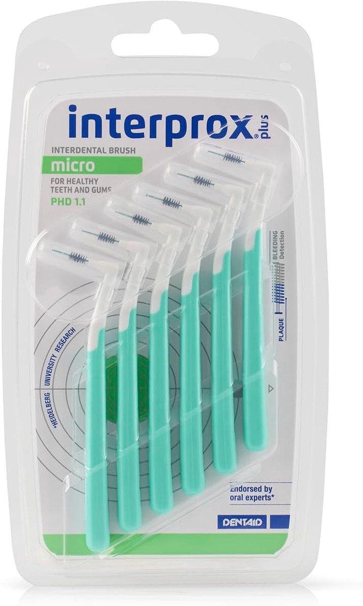 SnelShoppen - Interprox Plus Ragers Micro, Groene Tandenragers, 6 Stuks, Efficiente Tandreiniging, Makkelijk in Gebruik, Ideaal voor Dagelijks Gebruik