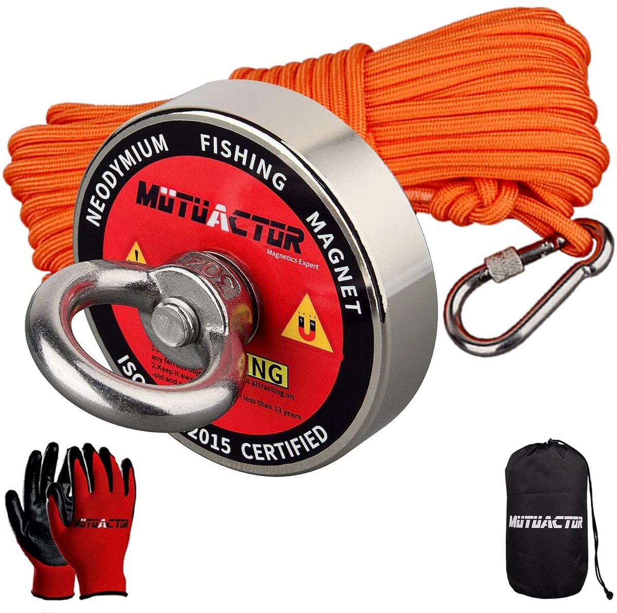 SnelShoppen - Neodymium Fishing Magnet 180kg Trekvermogen met 20M Rope, Handschoenen en Tas, Ideaal voor Beginners Magnetvissen en Salvage in Rivieren