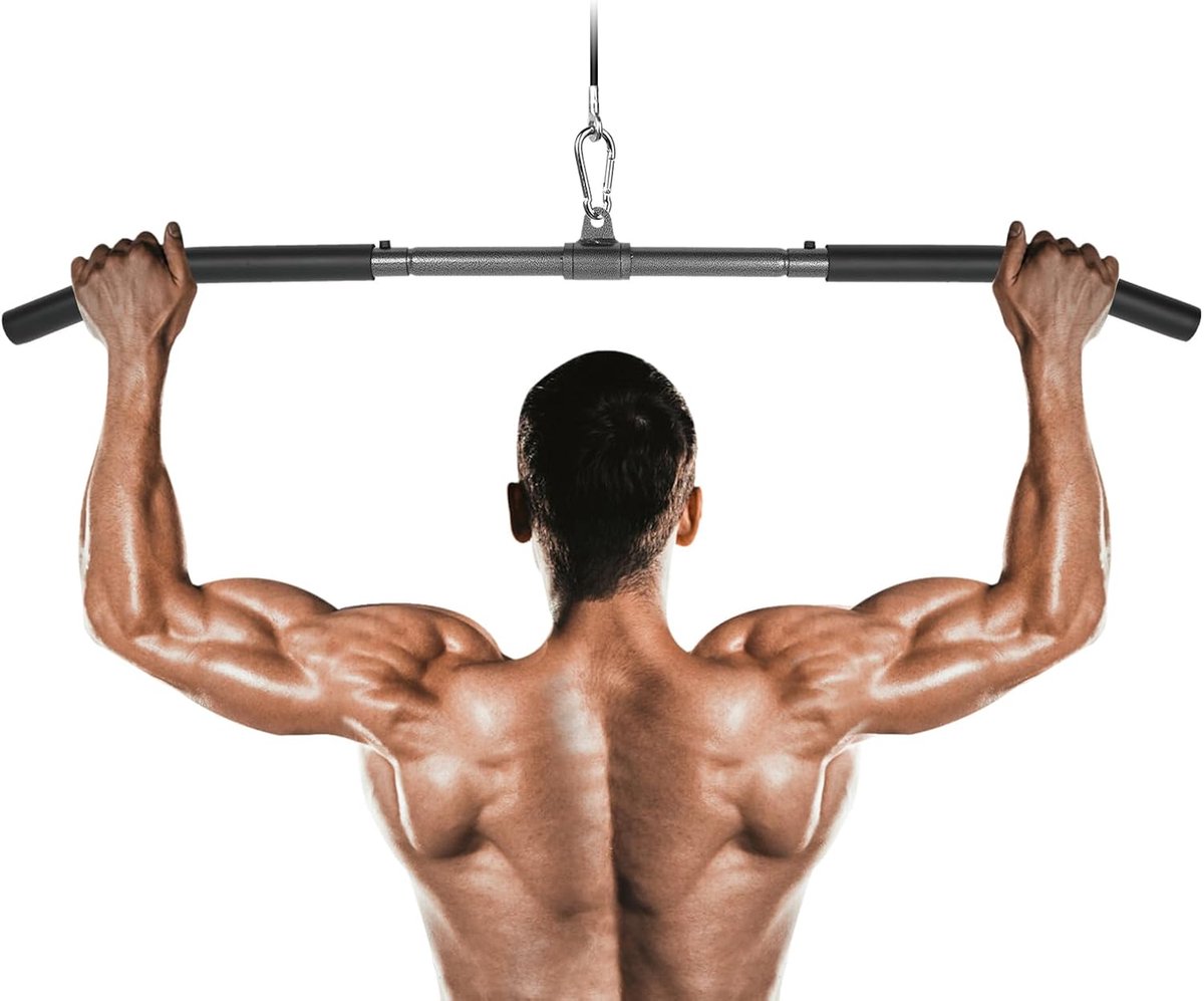 SnelShoppen - Lat Pulldown Bar, Pull Rod Cable Machine Attachments voor Thuis Gym, Multifunctionele Fitness Lat Beam, Sterkte Training, Zwart, 1 Stuk