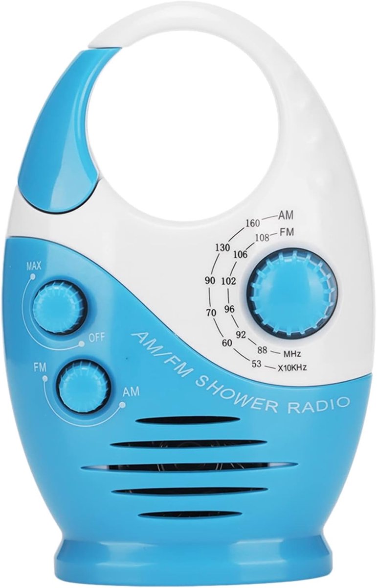 SnelShoppen - AM FM Douche Radio - Waterdichte Portable Badkamer Radio - Draadloze Shower Speaker - Batterij Aangedreven voor Badkamer, Bed- en Garage
