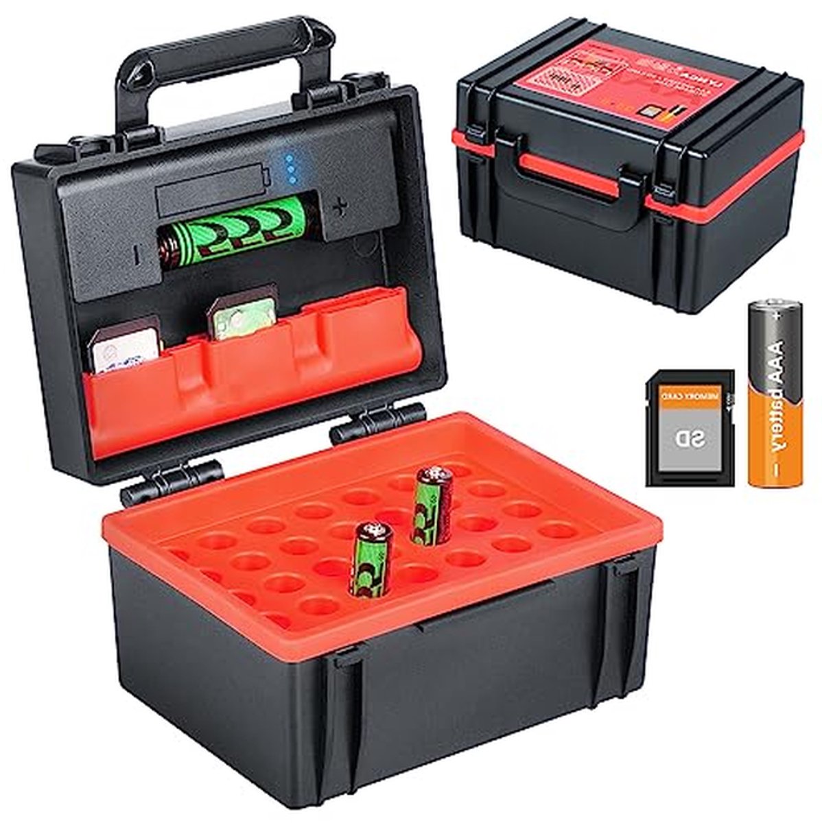 Batterij Organizer - SD Kaarthouder - Batterijen Opslag - Met Batterijtester - 35 AAA 6 SD - Zwart