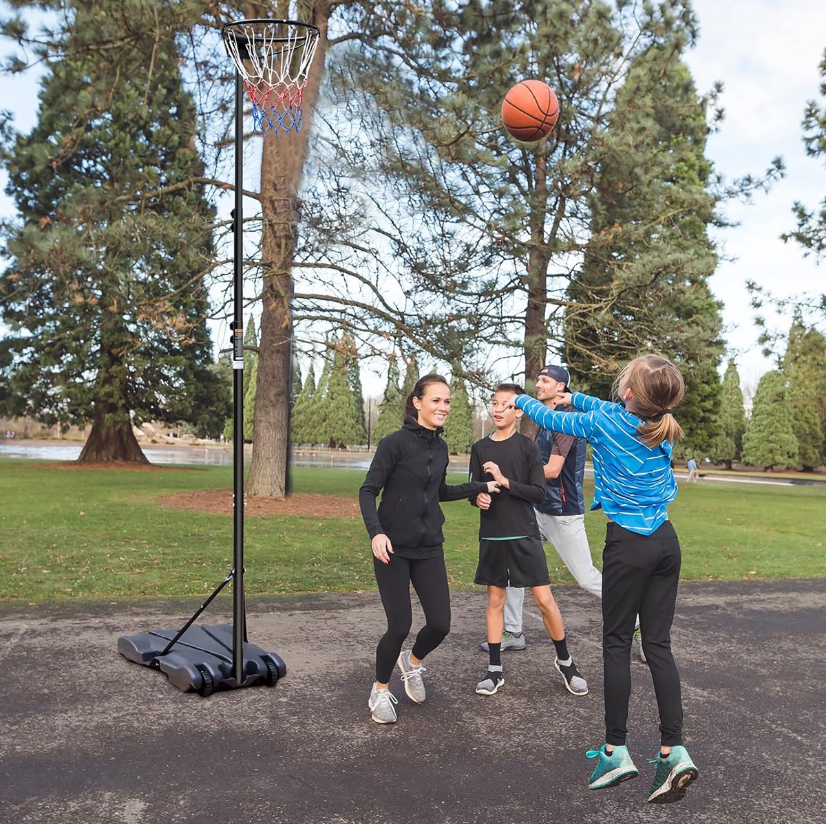 MODENUIT Basketbalstandaard – Verstelbare Hoogte 259,08-304,8 cm – Zwart – Met Wielen – Binnen/Buiten