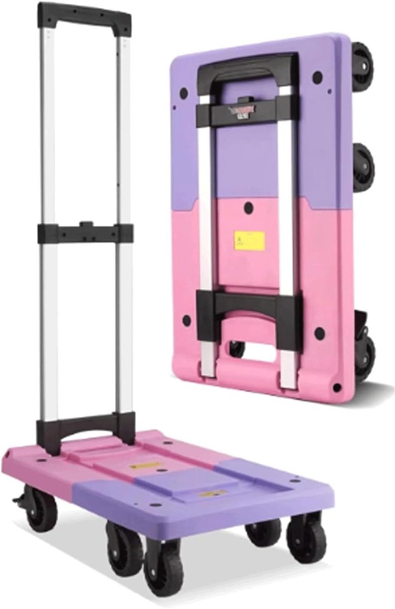 Platformwagen - Handwagen Trolley - Lasten Verplaatsen - Inklapbaar Ontwerp - 330 Lbs Capaciteit - Paars Roze