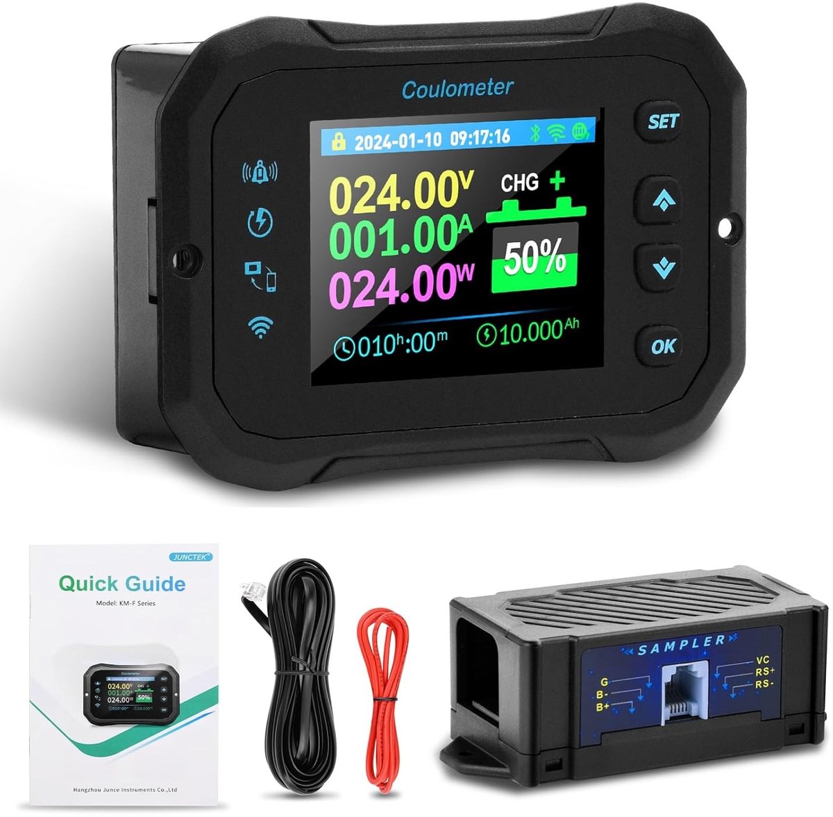 Digitale Batterijcapaciteitsmonitor 10-100V met LCD Display voor 12V 24V 36V 48V 72V Lithium en Loodzuur Batterijen met Alarm en Wifi-functionaliteit