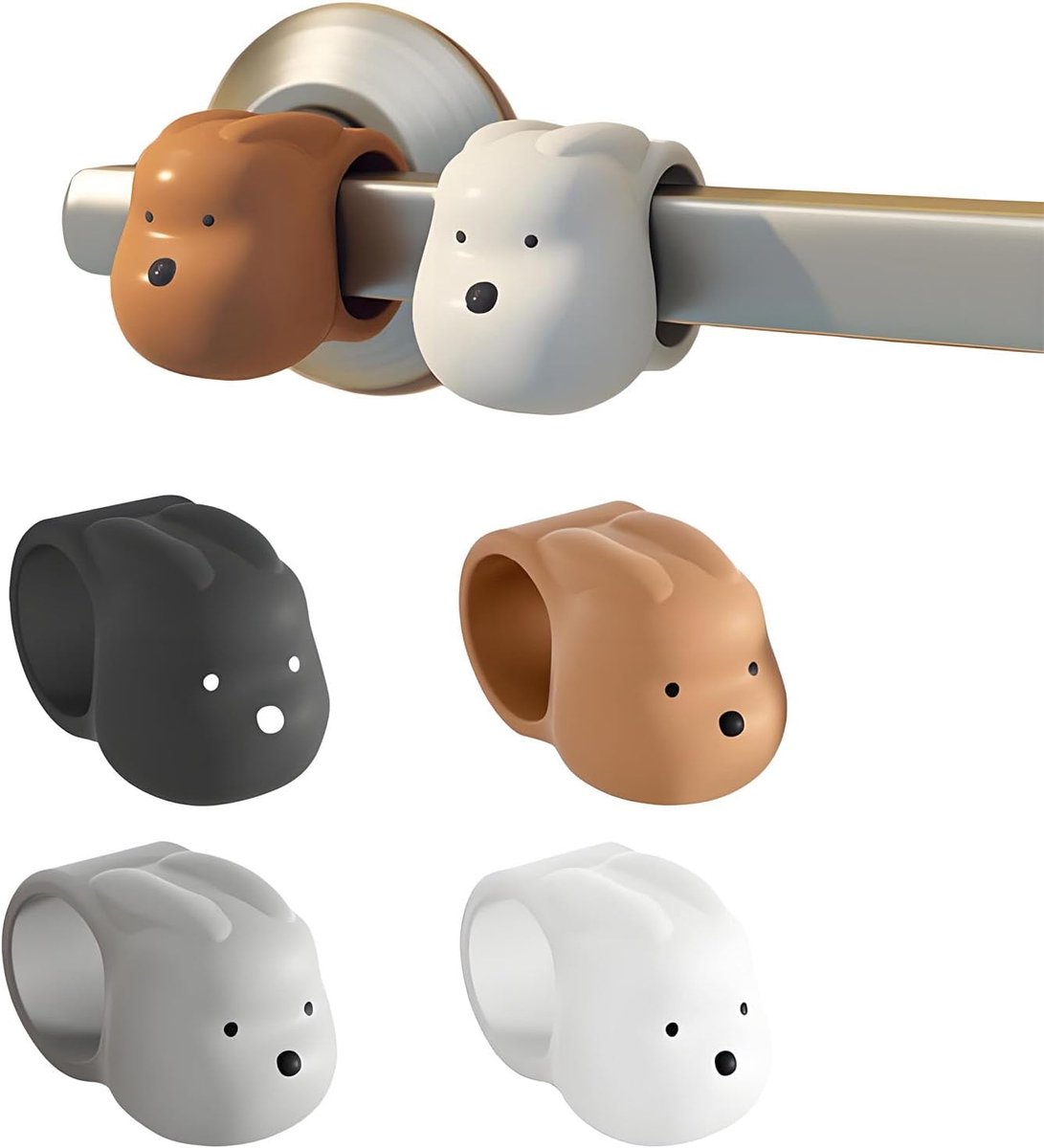 SnelShoppen - 4 Stuks Geluidsdempende Deurknop Bescherming Silicone Deurstopper Konijnvorm Geschikt voor Kinderkamer Keuken (Kleur 1)