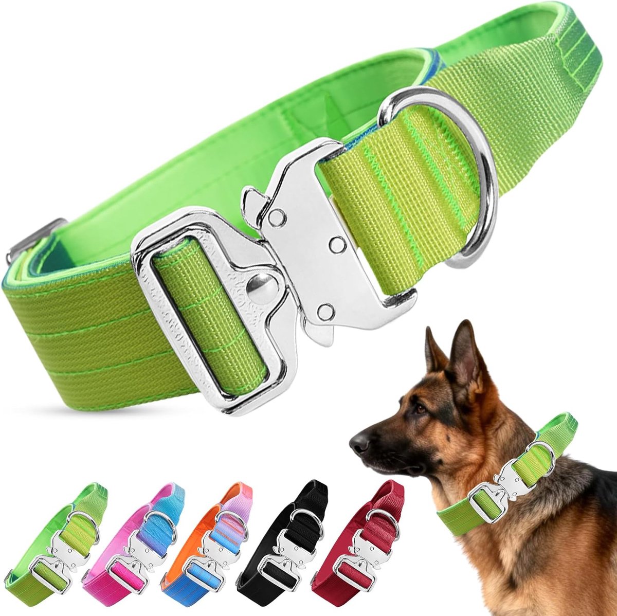 SnelShoppen - Gradient Tactical Dog Collar M - Lichtgroen Donkergroen Blauw Gradient - Duurzaam Nylon, Sterk en Comfortabel, Perfect voor Honden, Outd