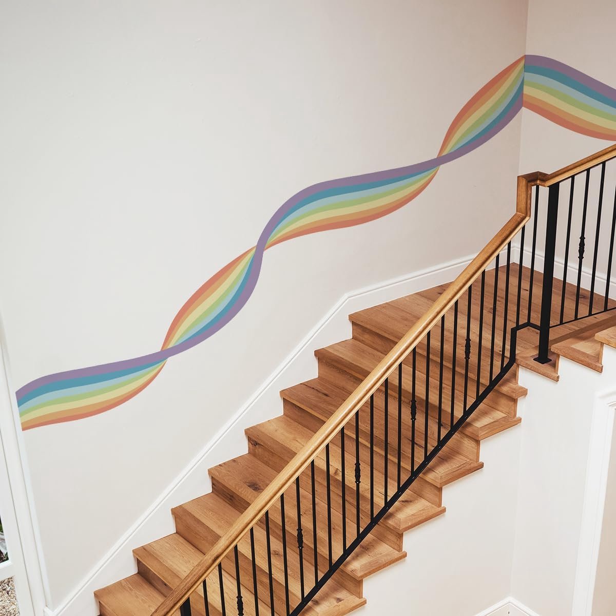 SnelShoppen - Rainbow Wanddecoratie Boho Muurstickers voor Kinderkamer - Verwijderbare Vinyl Skirting Line Stickers - Kleurrijke Wanddecoratie voor Ba