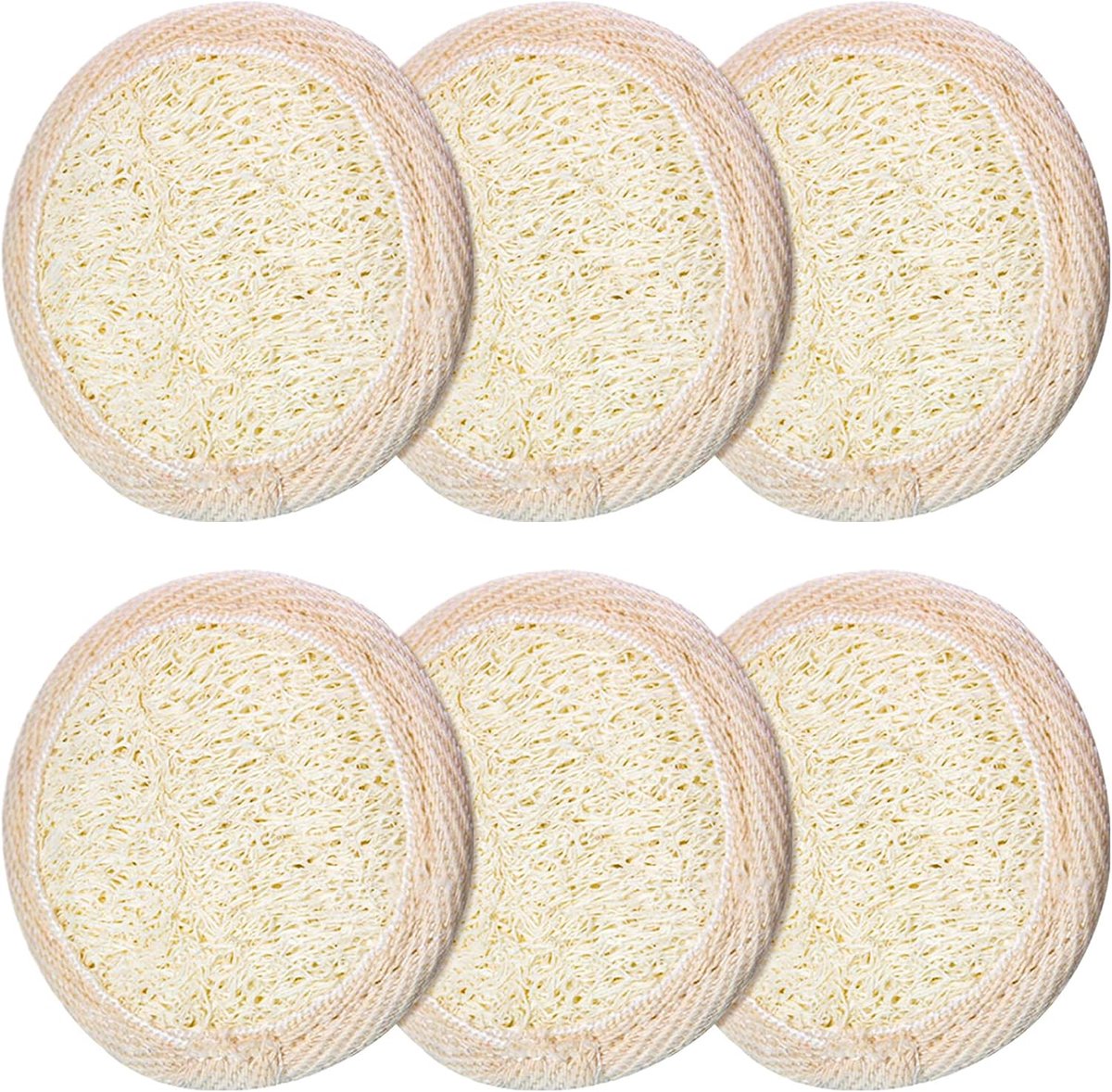 SnelShoppen - 6 Stuks Peeling Spons voor Gezicht en Lichaam - Exfoliërende Bad Spons - Natuurlijke Loofah en Terry Materialen - Ideaal voor Douche en