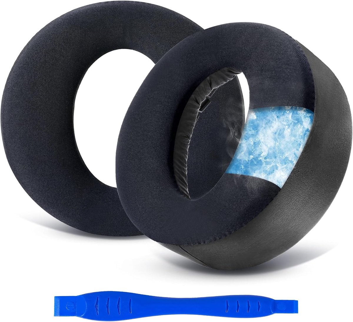 SnelShoppen - Vervangende Koelgel Oorkussens PS5 Pulse 3D Draadloze Headset - IJszijde Geluidsisolerend Schuim - Dikkere Traagschuimkussens - Zwart vo