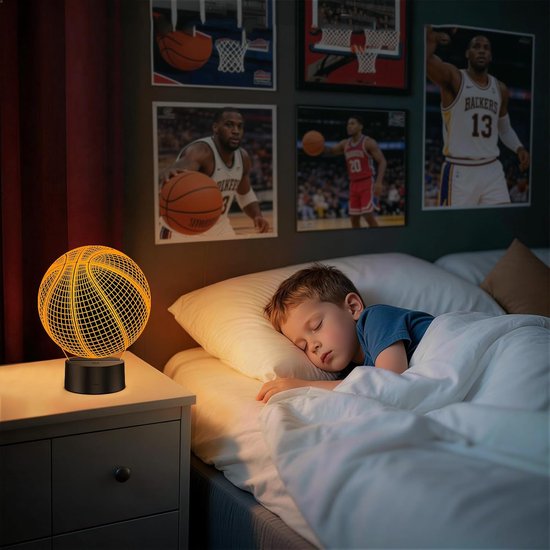 Basketbal Nachtlampje - 3D-Illusielamp Met 16 Kleuren - Decoratieve Bureaulamp - Verjaardagscadeau Voor Sportfans Onder De Kinderen van NCRealher — afbeelding 5