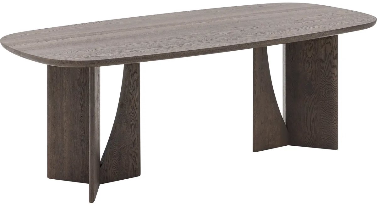 Goossens Slim Eettafel - Hout - 220 x 76 x 100 cm - Ovaal - donker bruin
