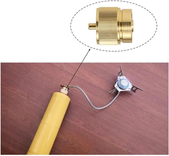 SnelShoppen - KFI Gas Adapter Converter voor Camping Stoven, EN417 Ventiel naar 1lb Propaan Tank, Hoogte- en Efficiëntie, Koper, 3cm x 3.5cm, Ideaal v — afbeelding 5