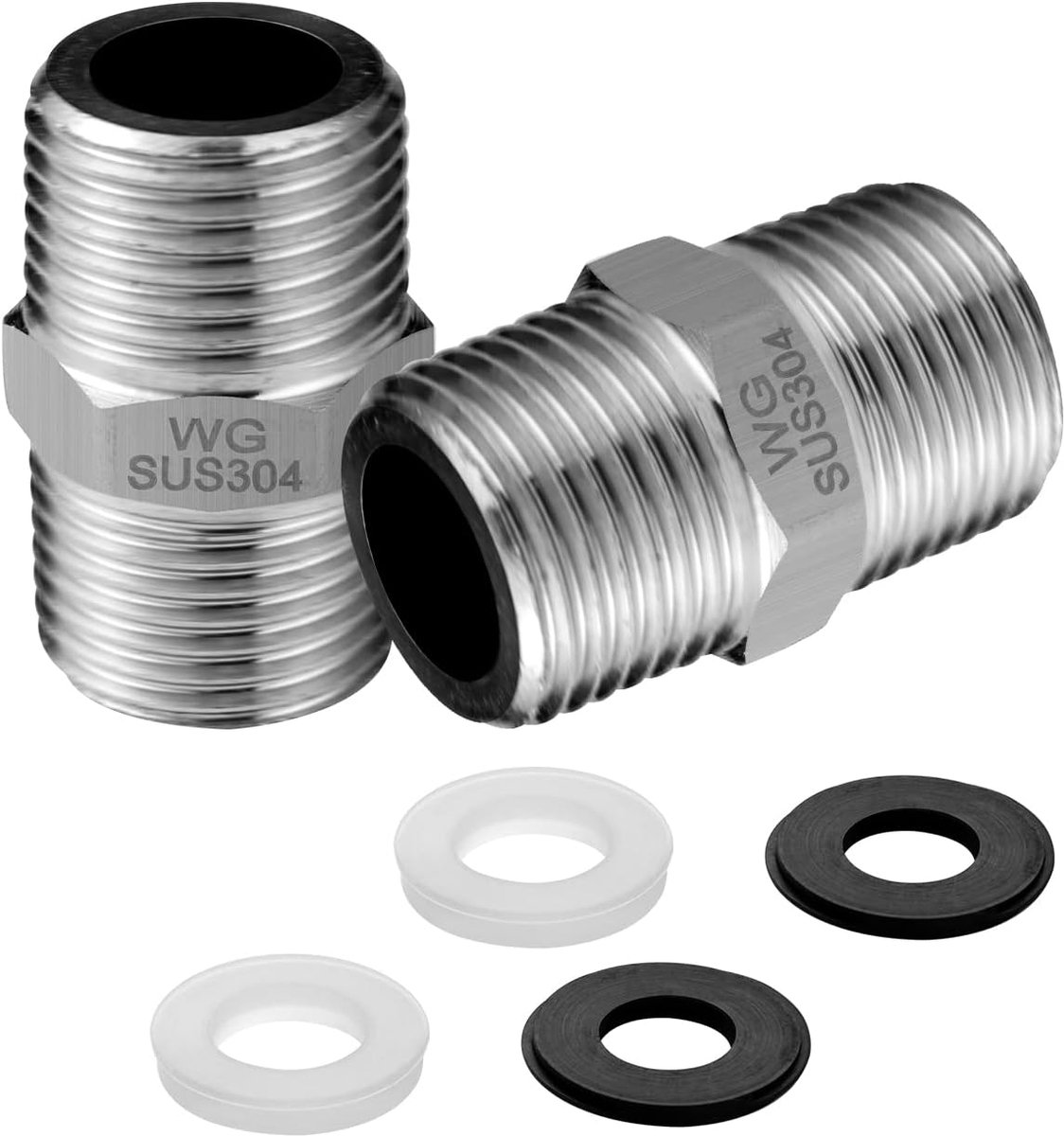 SnelShoppen - G1/2 Inch RVS Douche Slang Connector Set - 2 Stuks - Uitbreidingsfitting voor Lange Slang - Lekvrij en Duurzaam - Zilver