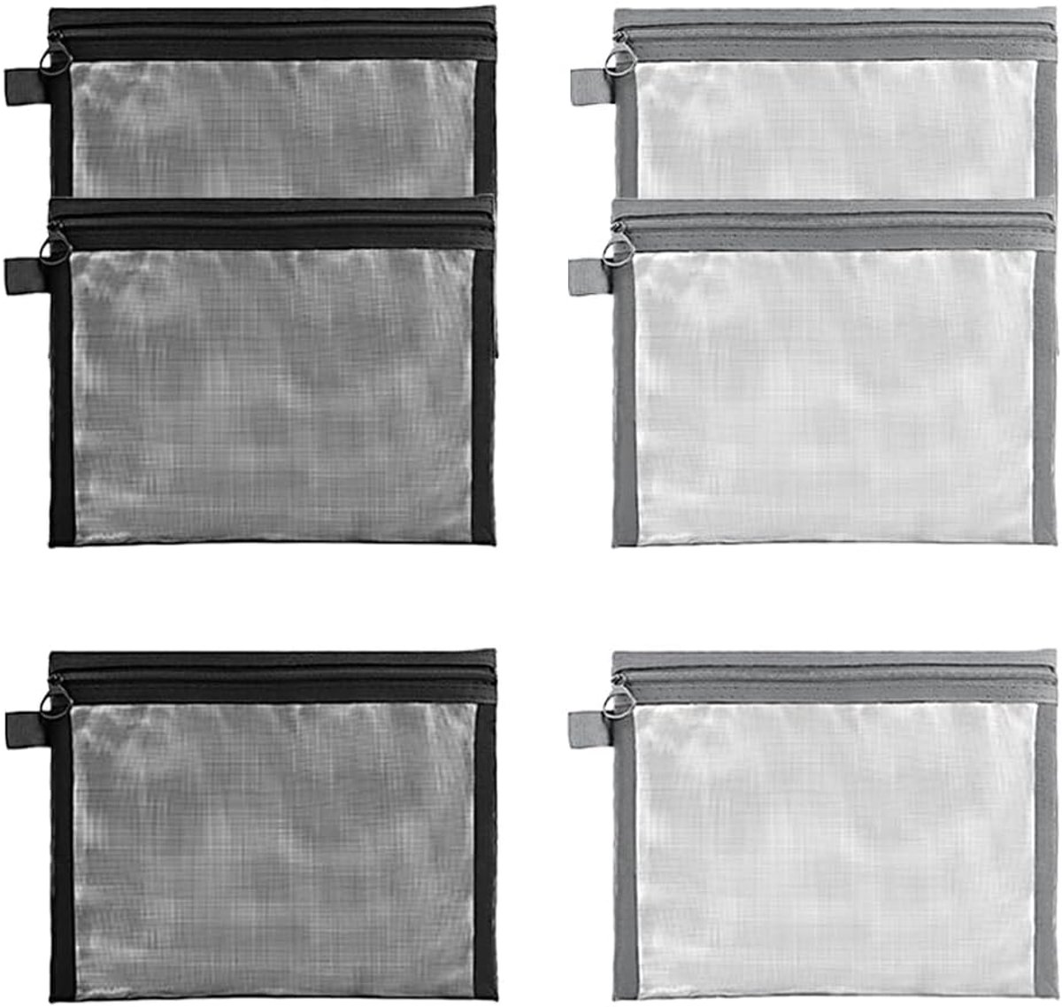SnelShoppen - 6 Stuks Kleine Make-up Tasjes, Draagbare Handtassen, Duidelijk Mesh met Rits, Nylon voor Portemonnee, Thuisopslag, Kantoor, Vakantie Acc