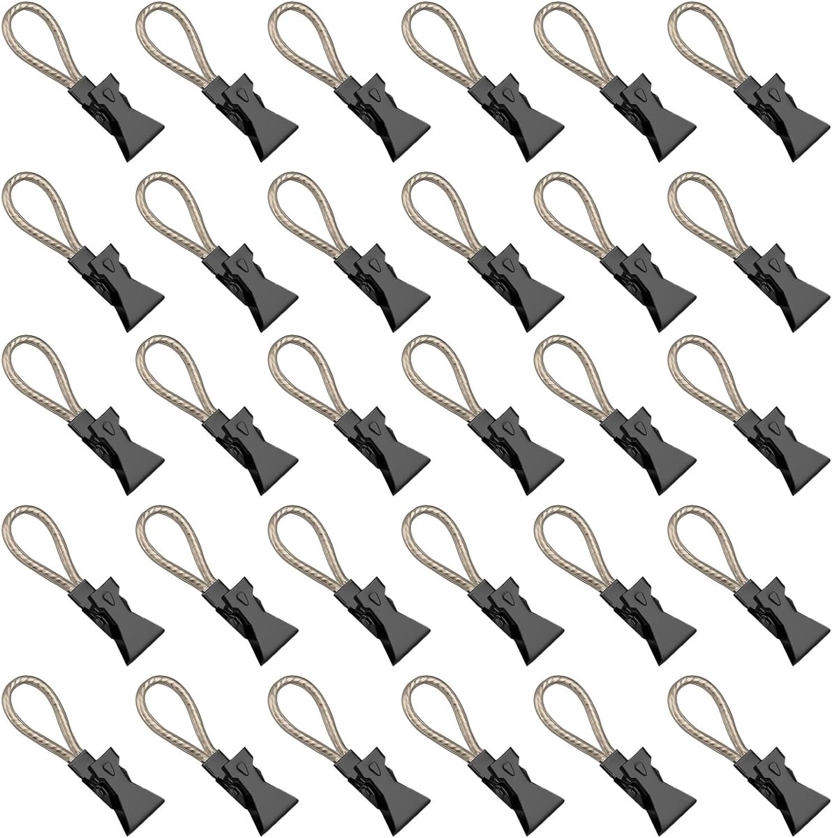 SnelShoppen - Pack van 30 Handdoek Clips - Rvs Towel Hangers voor Handdoeken, Gordijnen, Sokken en Kleding - Makkelijk te Hangen - Zwart