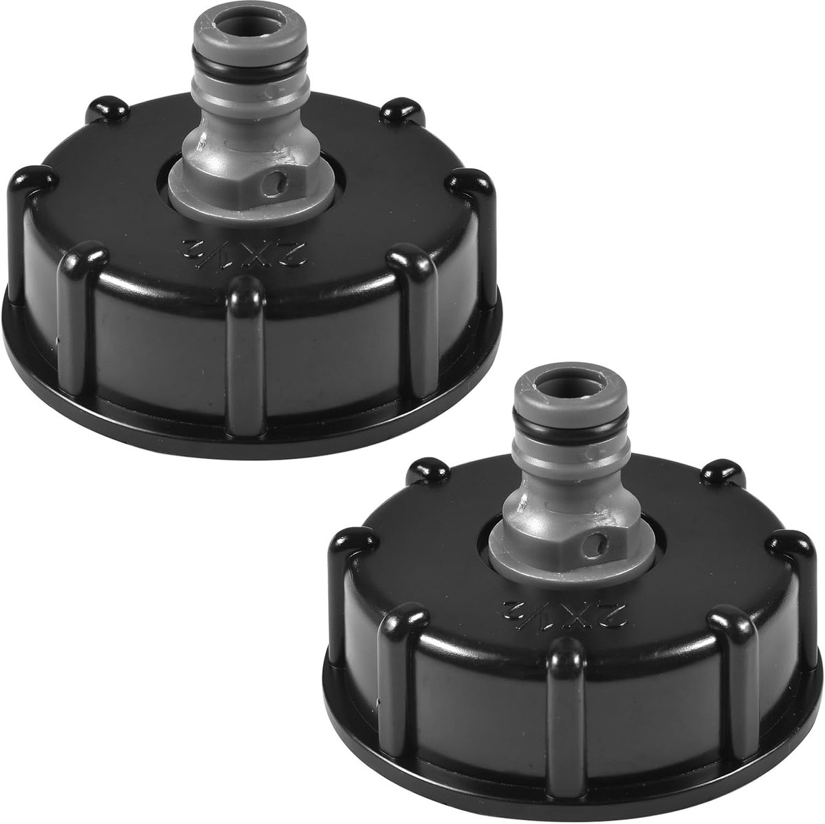 SnelShoppen - IBC Tank Cover Adapter Set - S60 x 6, 1/2 Inch Vrouwelijk Draad - Tuin, Waterreservoir, Slang Aansluiting, 2 Stuks, Duurzaam en Lekvrij