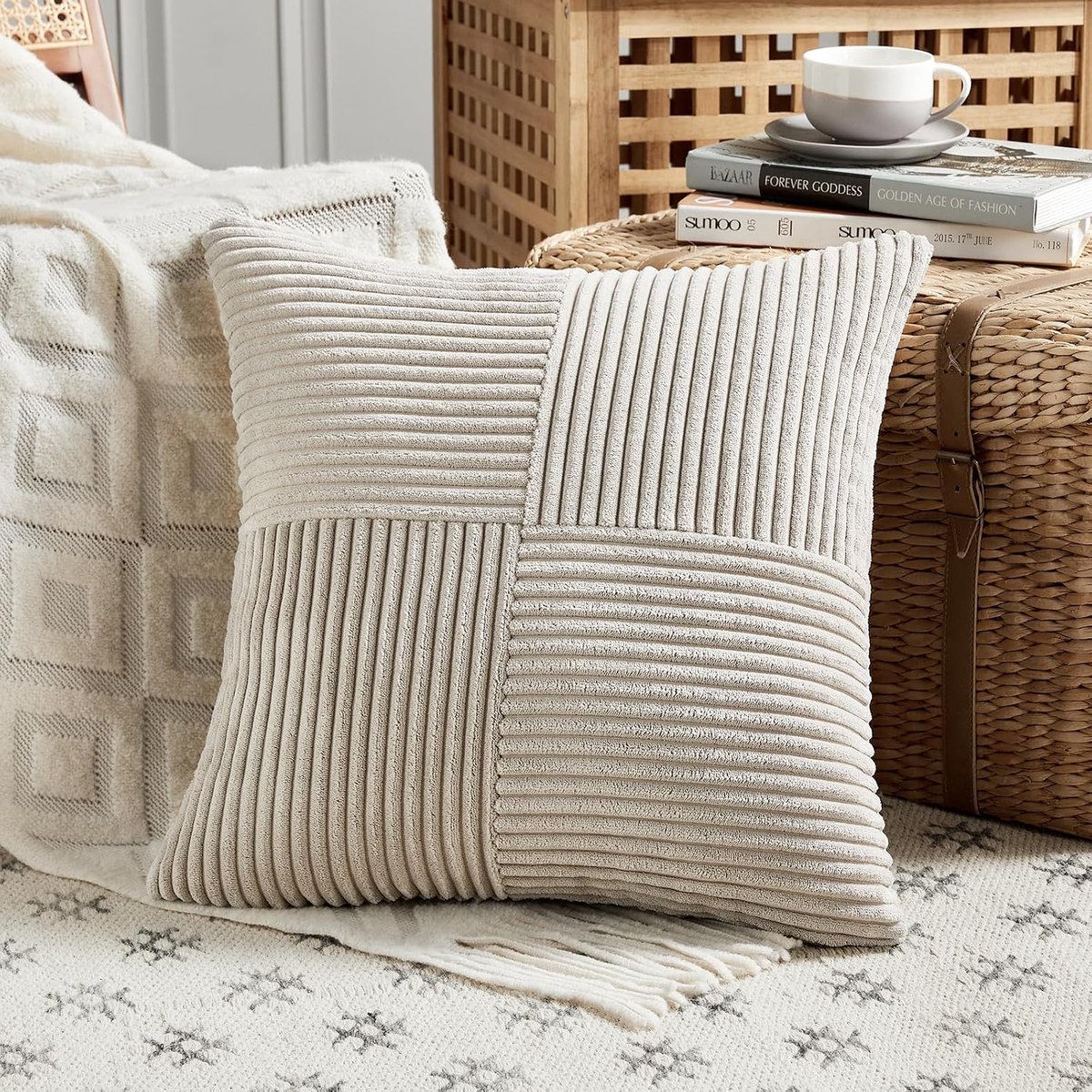 SnelShoppen - Taupe Kussenhoezen 40 x 40 cm Corduroy Velvet Modern Zacht met Verborgen Rits - Decoratieve Kussens voor Bank en Slaapkamer