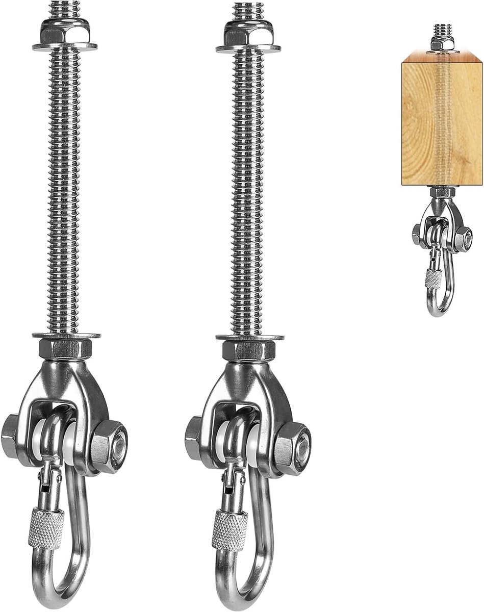 SnelShoppen - Houten Schommels, Beugel voor Plafondbevestiging met Karabijnhaak, Veilig en Duurzaam, Voor Kinderen, Tuin, Feest, Binnen en Buiten, 1 S