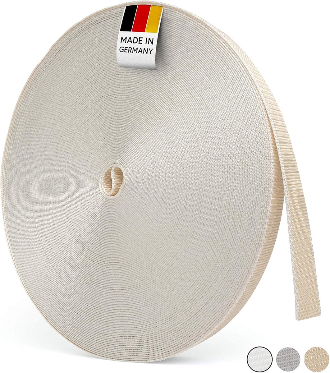 SnelShoppen - Roller Shutter Band 50m - 14mm, 18mm, 20mm, 23mm - Duurzaam en Scheurbestendig - UV-Stabiel - Geschikt voor Rolluiken - Grijs/Wit