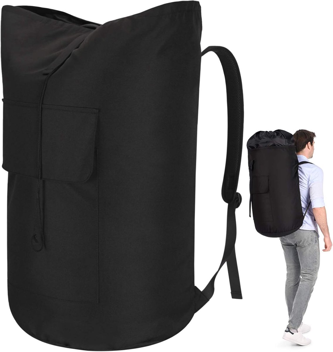 SnelShoppen - XXL Travel Laundry Bag 115L Vuilwaszak met 2 Gevoerde Schouderbanden Waterproof Opvouwbare Waszak voor Vakantie, Camping, en Thuisgebrui