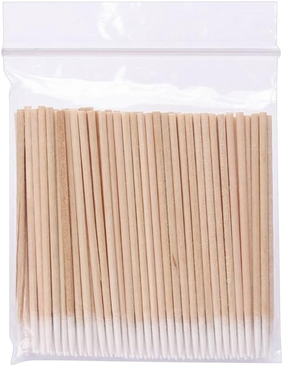 SnelShoppen - Pack van 300 Houten Wattenstaafjes, Micro Applicator Borstels voor Wimpers, 10 cm, Ideaal voor Make-up, Schoonmaken van Wenkbrauwen, Tat
