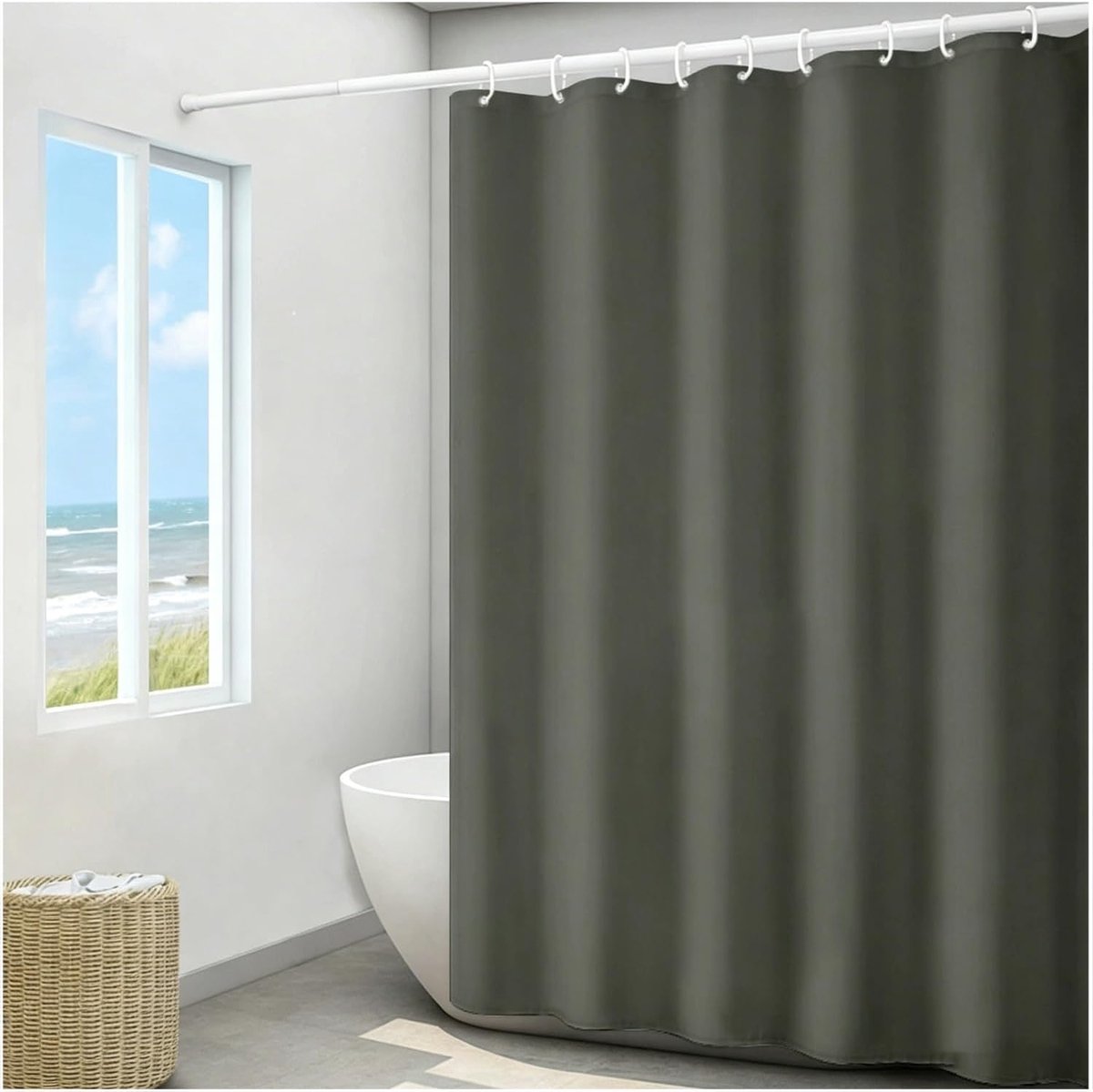 KZQ Waterdicht Sneldrogend Douchegordijn Donkergrijs 180x150 Cm Voor Badkamer Hotel En Thuis