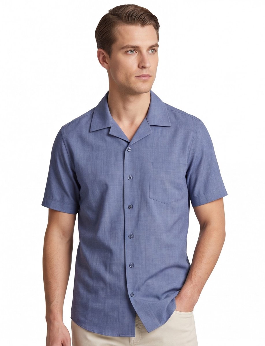 Ledub poloshirt korte mouw blauw