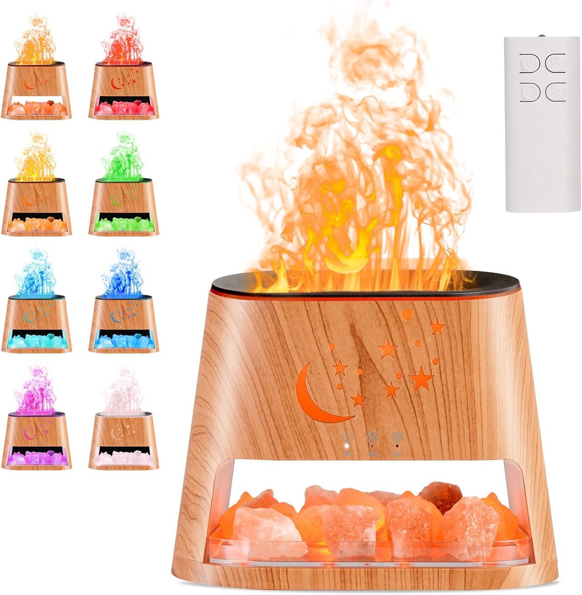Fokelyi 5-in-1 Aroma diffuser-Luchtbevochtiger Aromadiffusers met 8Licht-opties-Stil Vlam Effect-Geurverspreider Vernevelaar-etherische olie Verdamper Verstuiver-3 Standen