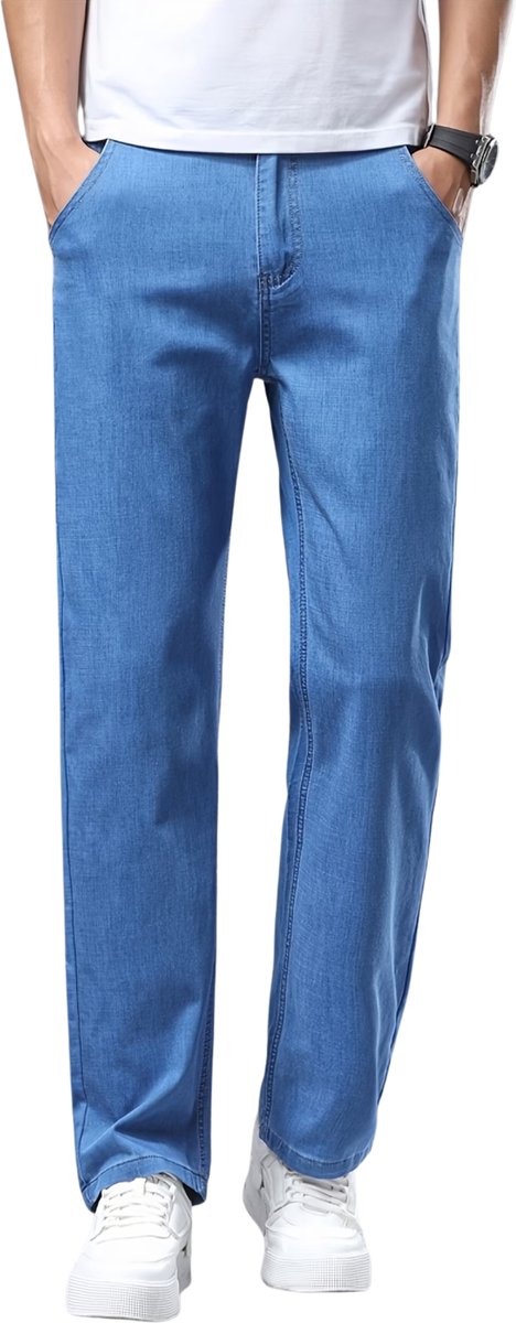 Currero Pantalon Heren Chino Regular Fit Golfbroek Nette Broek Elastische Tailleband Volwassenen Lichtblauw