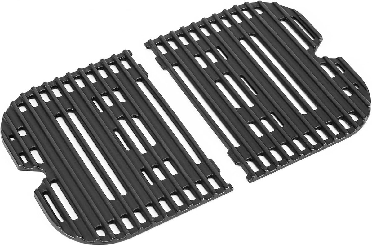 SnelShoppen - Cast Iron Grill Grate 28.5 x 43 cm voor Compacte Buitenbarbecues, Vervangingsrooster, Set van 2, Perfect voor Tuin en Camping
