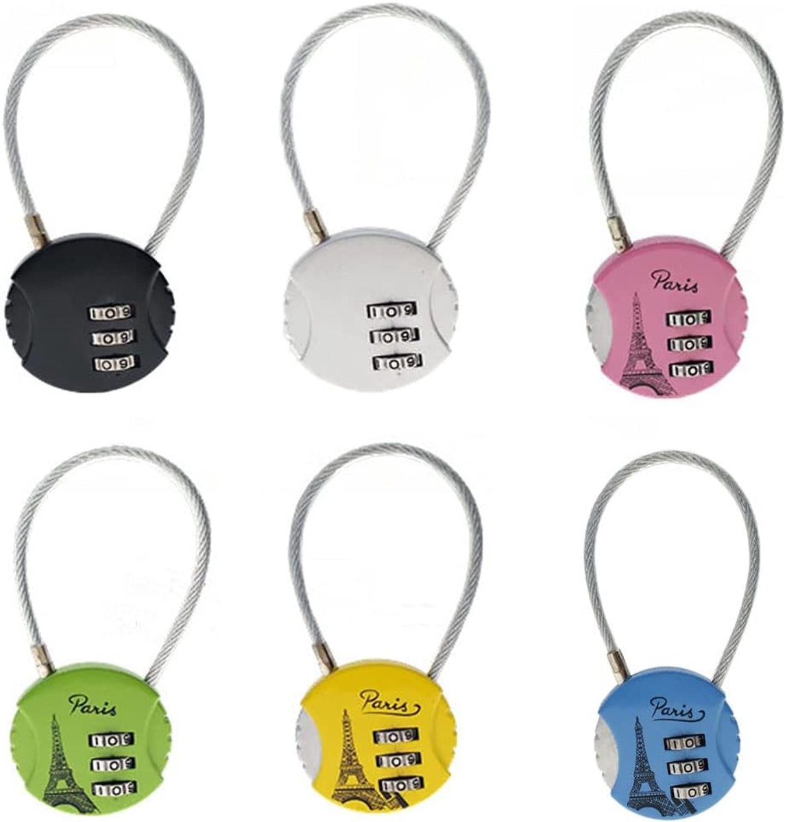 SnelShoppen - 6 Stuks Combinatieslot, 3-Cijferige Hangslot, Hoogwaardige Zinklegering, Ideaal voor Koffer, Kluis, Gym, Rugzakken, Meerdere Kleuren