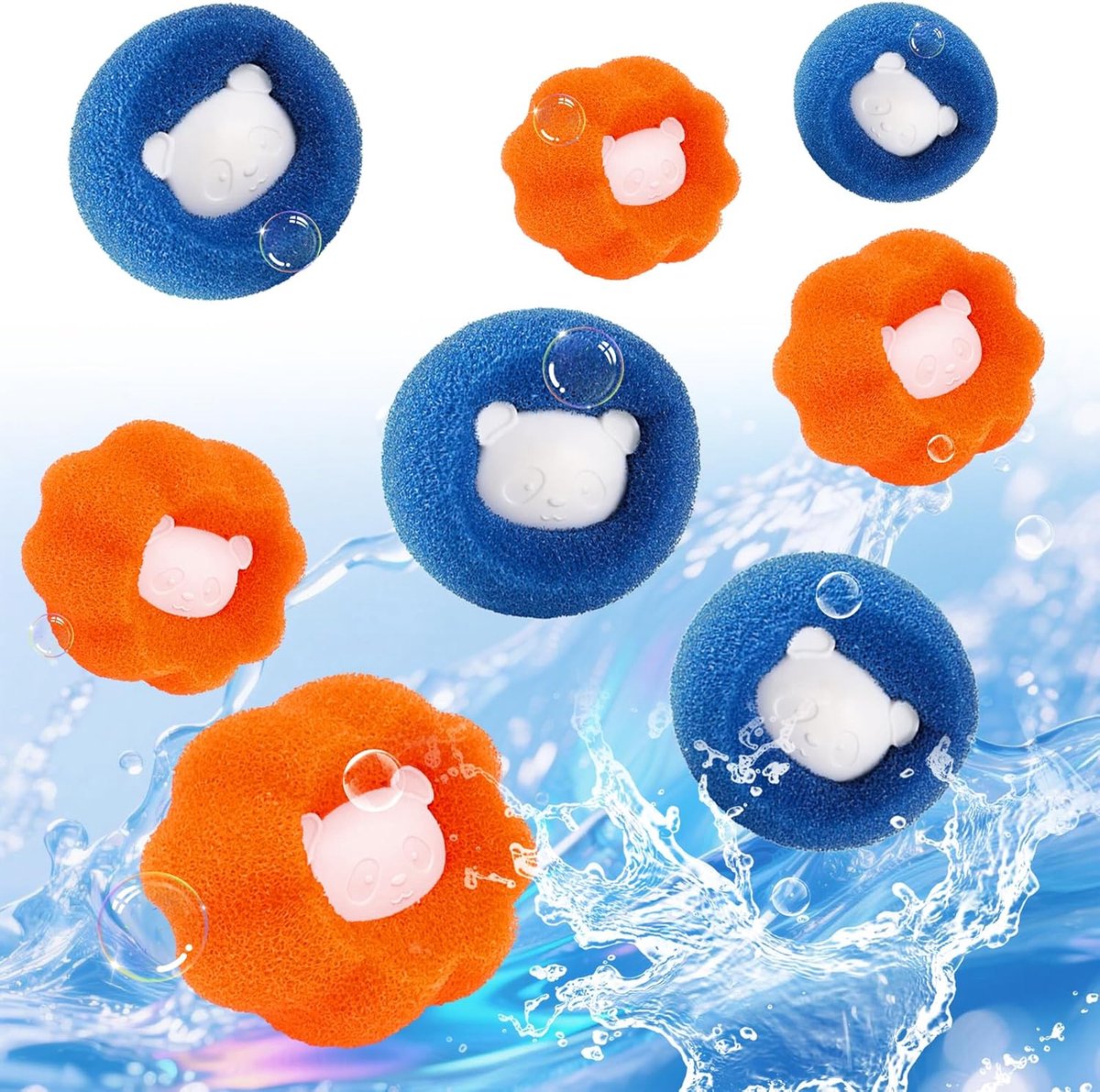 SnelShoppen - Wasmachine met Dierenhaarverwijderaar - 8-pack Herbruikbare Haarverwijderingsballen - Pluizenfilter voor Dierenhaar en Pluizen - Oranje
