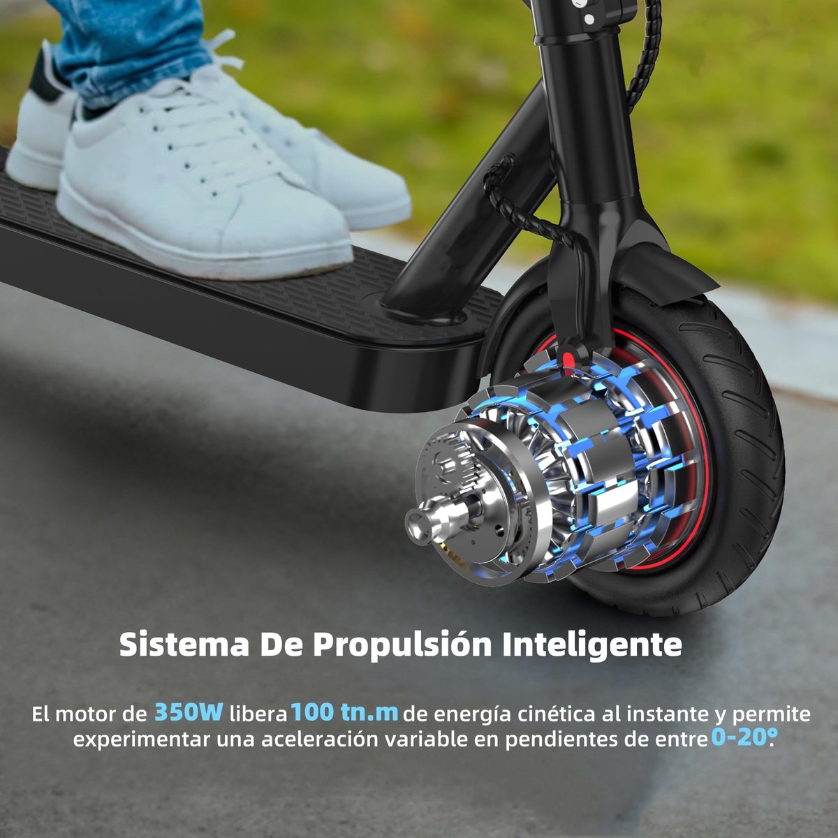 SnelShoppen - Opvouwbare elektrische step 21,6 cm (8,5 inch) voor jongeren en volwassenen, motor 35 O, bereik 30 km, max. 25 km/u, 100 kg belasting, d