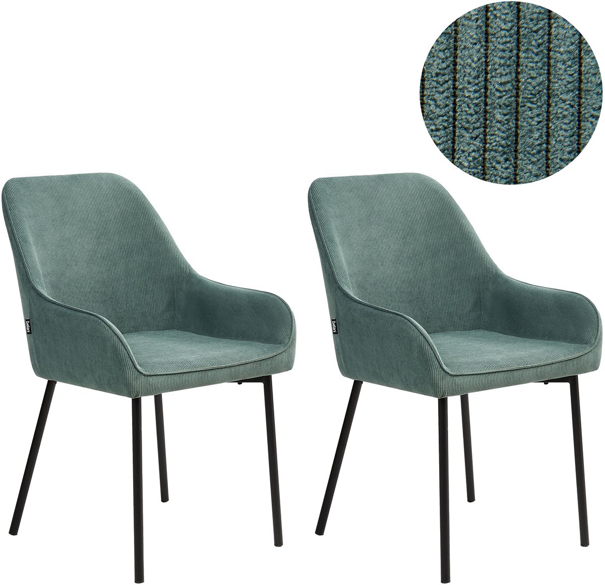 Beliani LOVERNA - Eetkamerstoel set van 2 - Groen - Corduroy