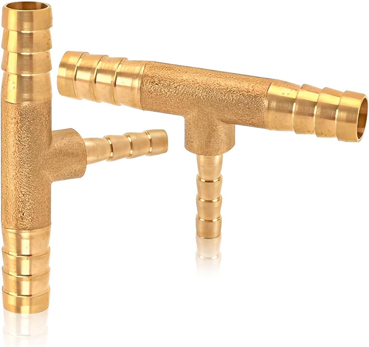 2-delige Messing Tee Slangverbinder, 6 x 4 x 6mm Reducer, 3-Weg Barb Connector voor Lucht, Water en Brandstof