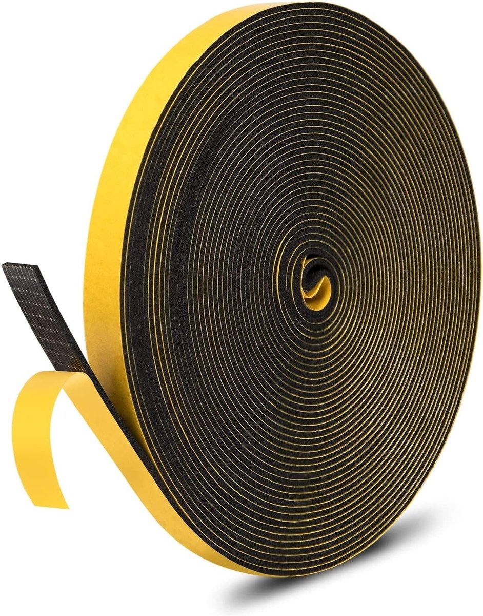 Zelfklevende Afdichtband voor Raam en Deur, 12mm x 1.5mm, 10M - Geluidsisolatie en Warmtebehoud voor Koelkasten, Vriezers en Airco's