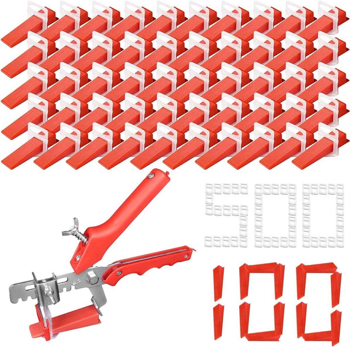 Complete 601-delige Tegel Niveauers Set met 500 2mm Tegelafstandhouders, 100 Wedges en Clip voor Perfecte Tegelplaatsing in Huizen, Badkamers en Kantoortuinen